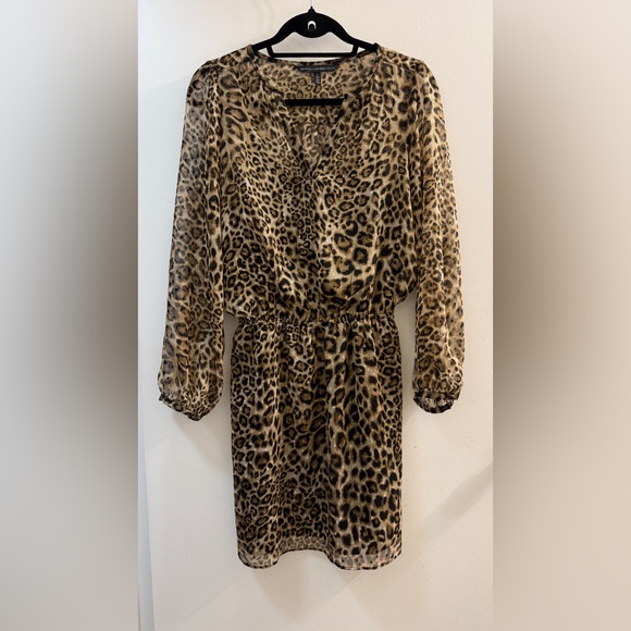 White House Black Market Leopard & Gold Lurex Mini Dress - Picture 2 of 11